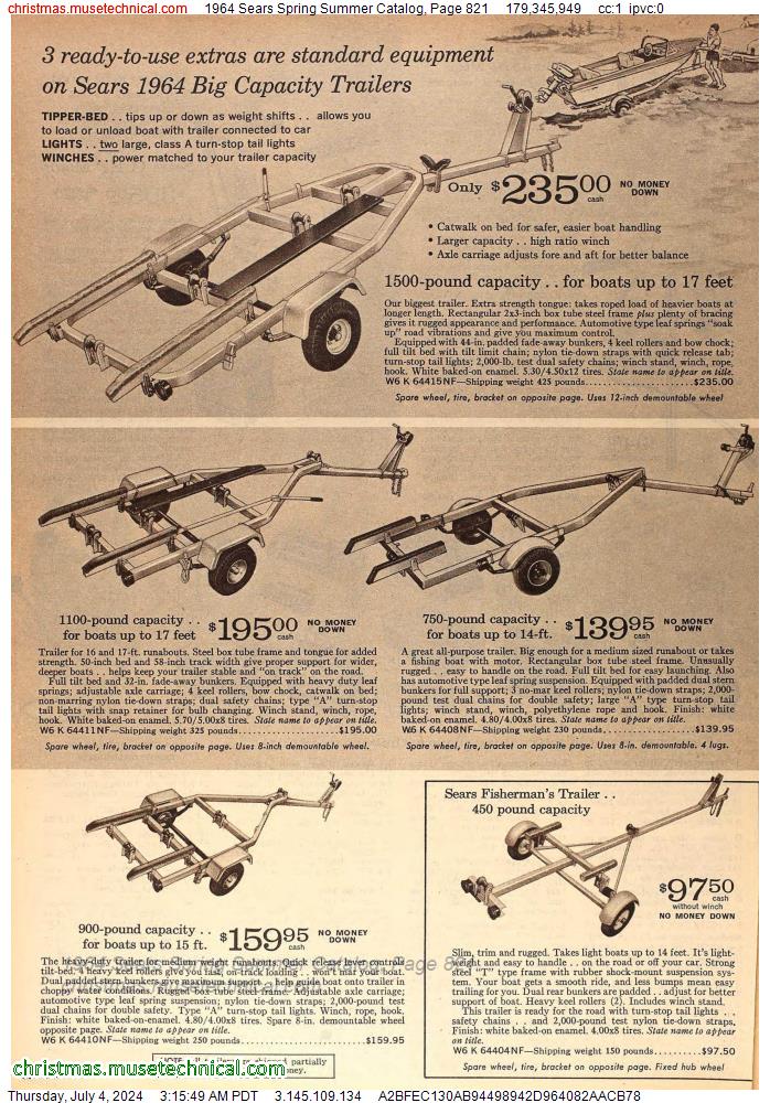 1964 Sears Spring Summer Catalog, Page 821