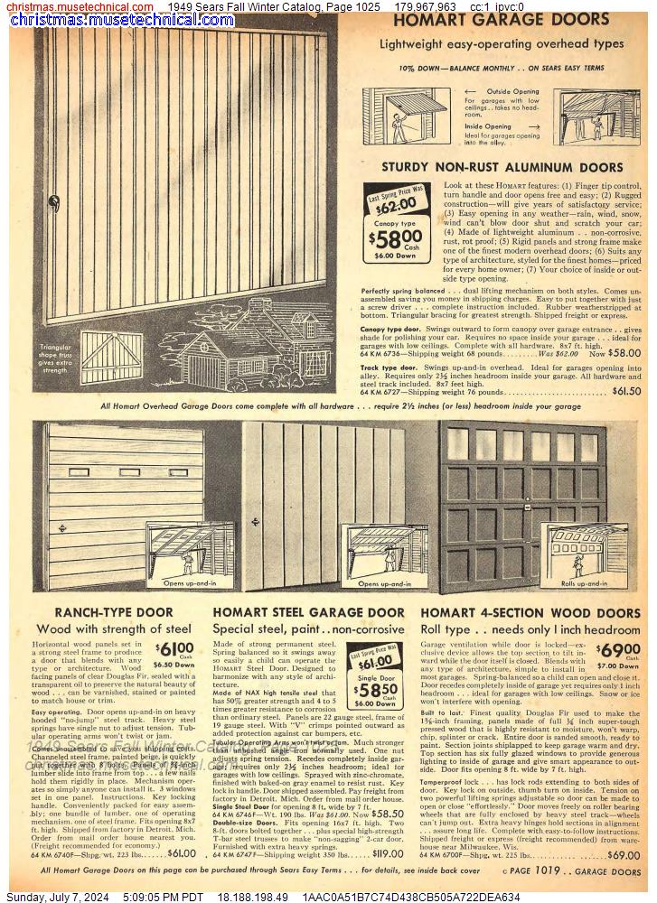 1949 Sears Fall Winter Catalog, Page 1025