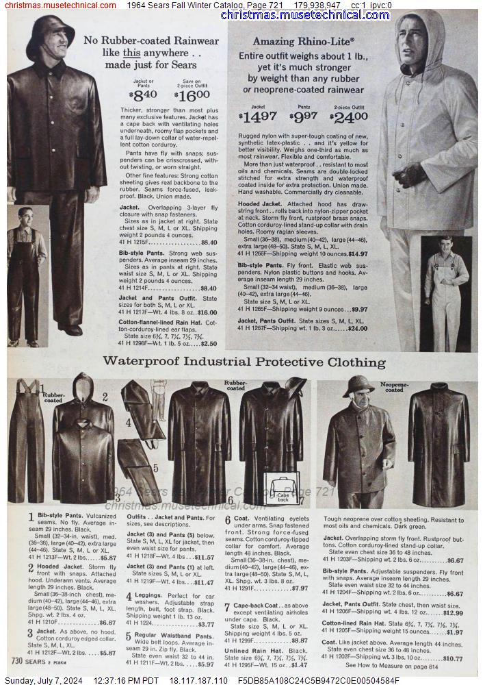 1964 Sears Fall Winter Catalog, Page 721