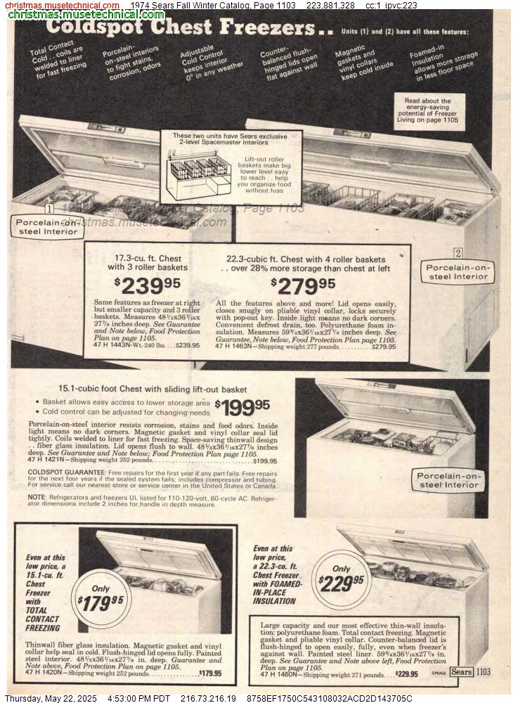 1974 Sears Fall Winter Catalog, Page 1103
