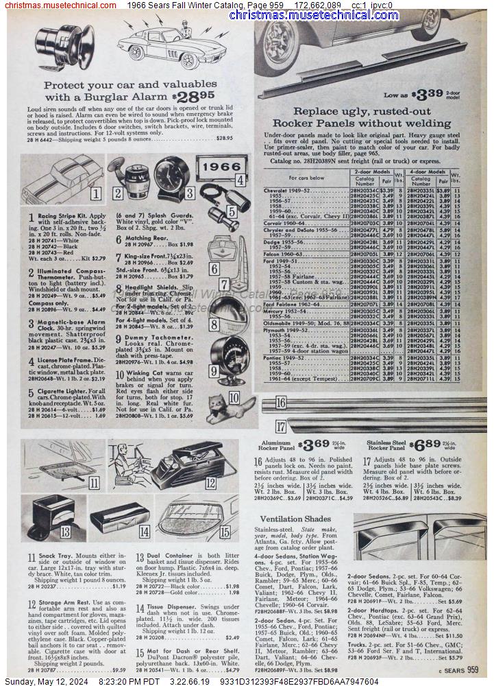 1966 Sears Fall Winter Catalog, Page 959