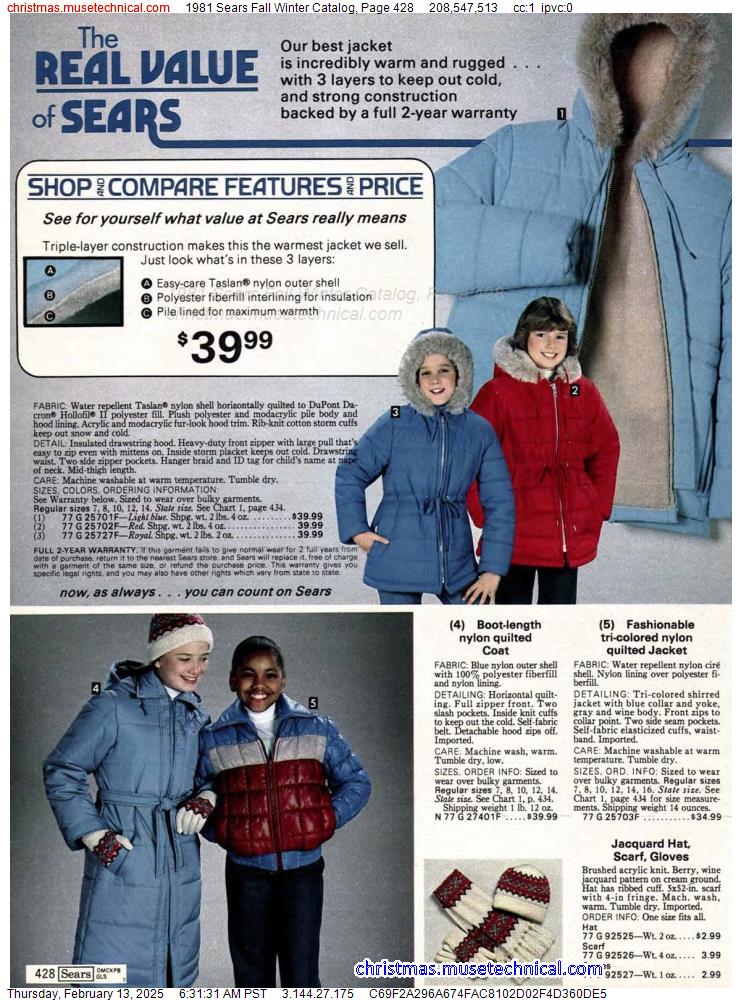 1981 Sears Fall Winter Catalog, Page 428