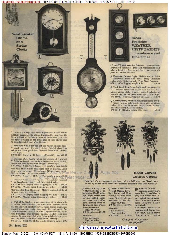 1968 Sears Fall Winter Catalog, Page 604