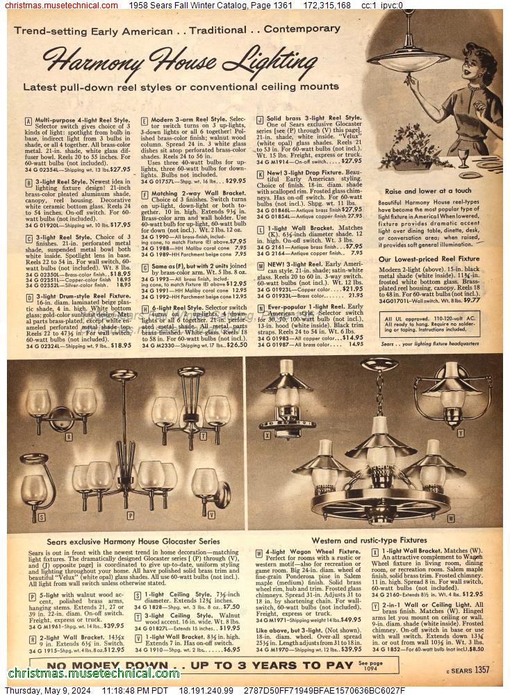 1958 Sears Fall Winter Catalog, Page 1361