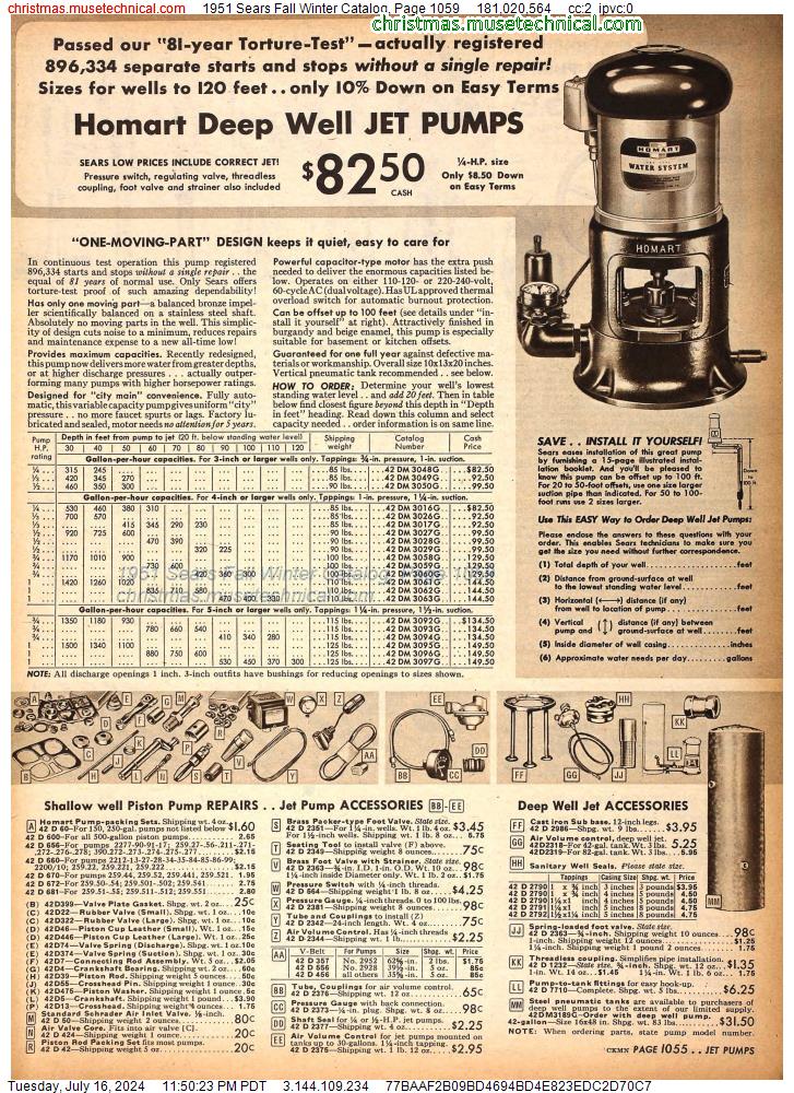 1951 Sears Fall Winter Catalog, Page 1059