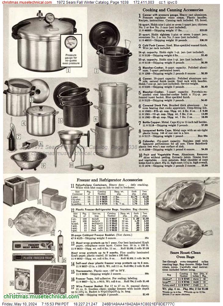 1972 Sears Fall Winter Catalog, Page 1038