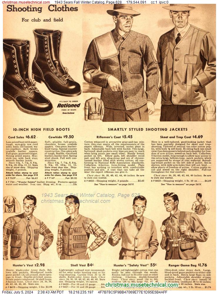1943 Sears Fall Winter Catalog, Page 628