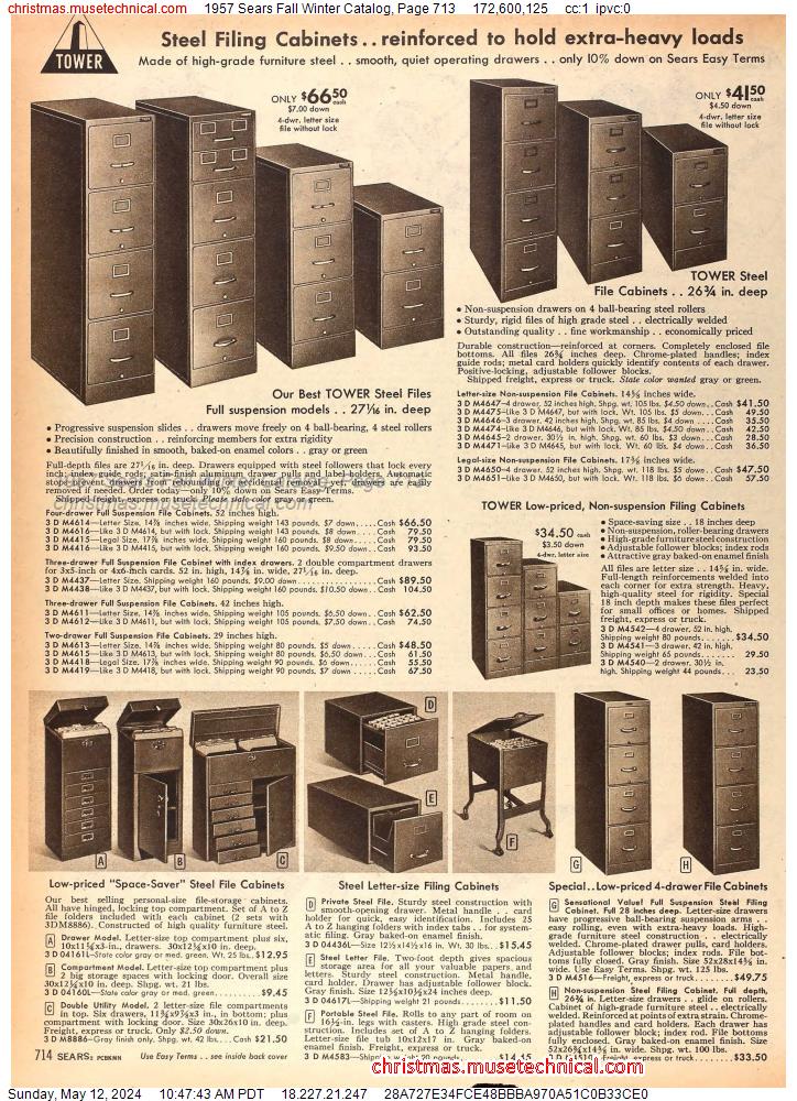 1957 Sears Fall Winter Catalog, Page 713