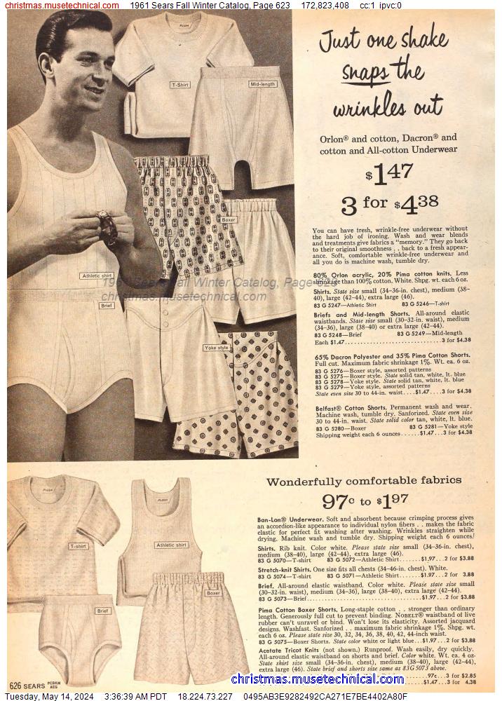 1961 Sears Fall Winter Catalog, Page 623