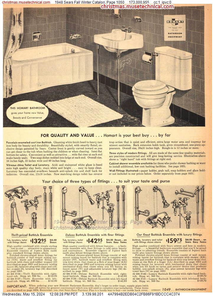 1948 Sears Fall Winter Catalog, Page 1050