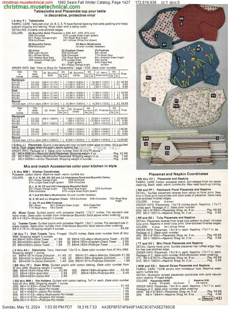 1982 Sears Fall Winter Catalog, Page 1427