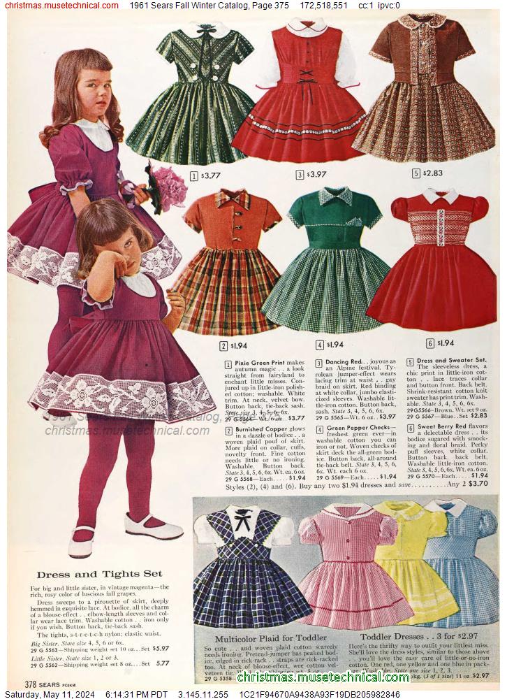 1961 Sears Fall Winter Catalog, Page 375