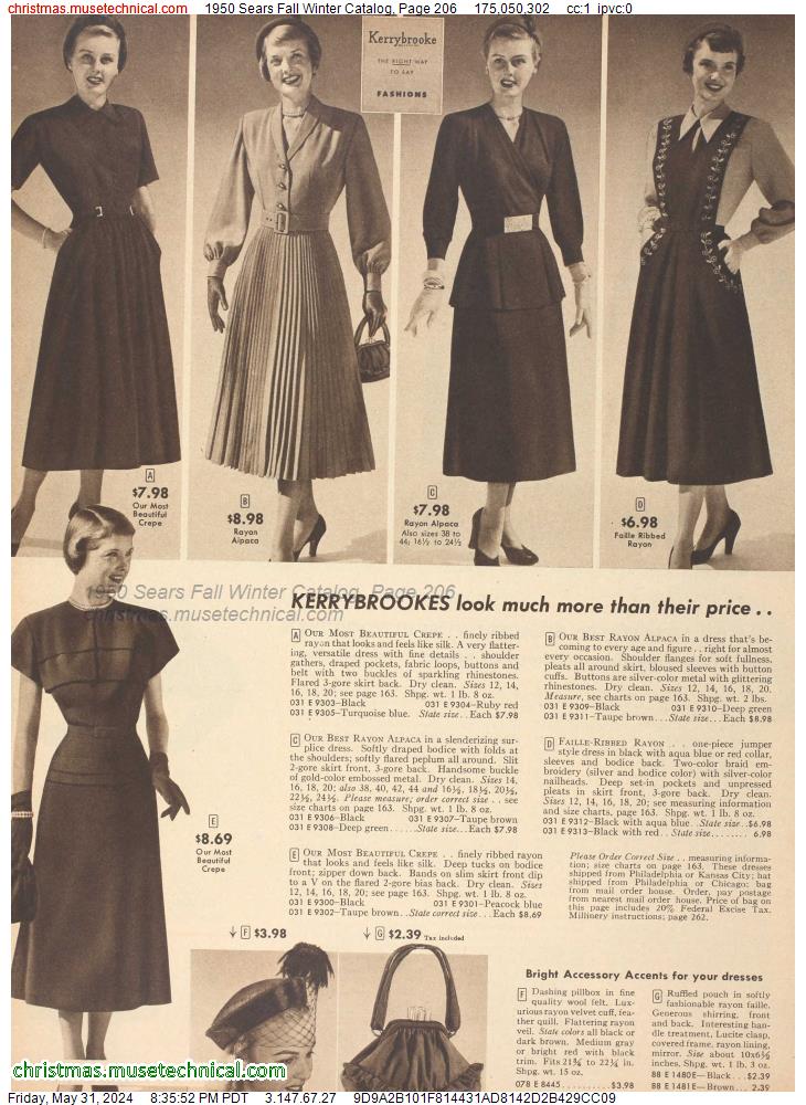 1950 Sears Fall Winter Catalog, Page 206