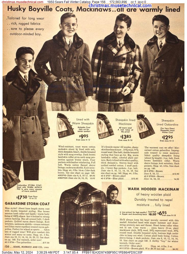 1950 Sears Fall Winter Catalog, Page 156