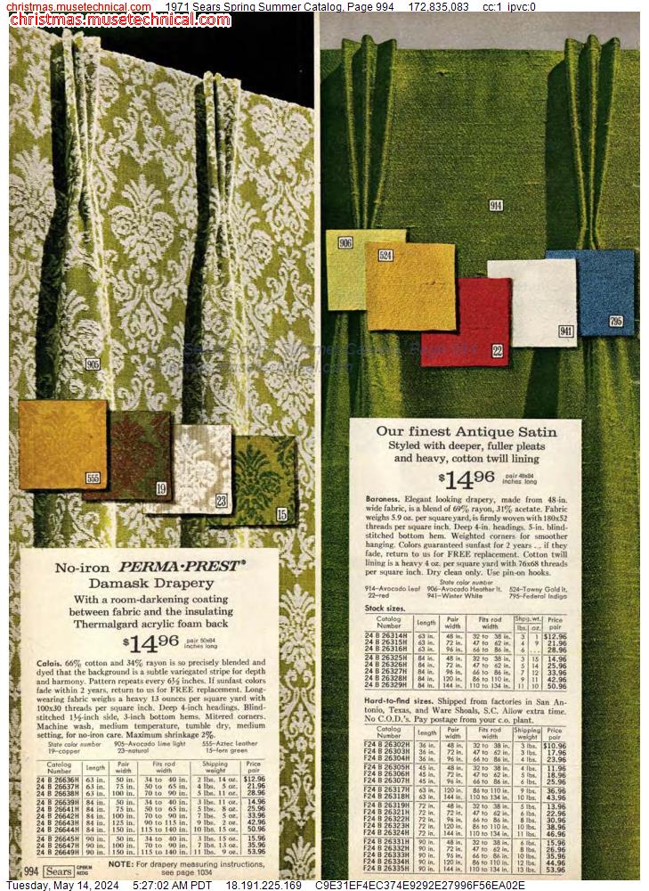 1971 Sears Spring Summer Catalog, Page 994
