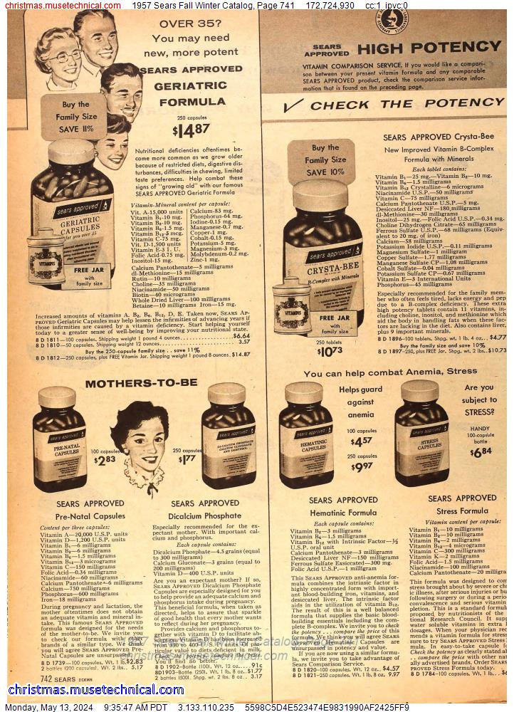 1957 Sears Fall Winter Catalog, Page 741