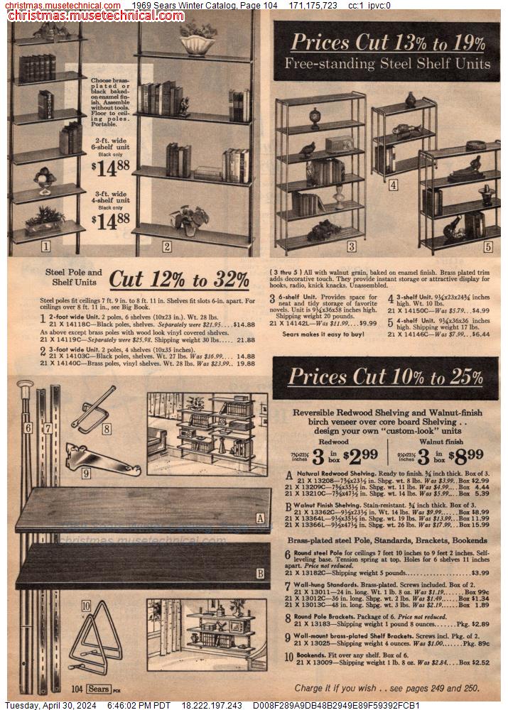 1969 Sears Winter Catalog, Page 104