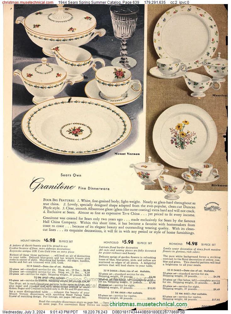 1944 Sears Spring Summer Catalog, Page 639