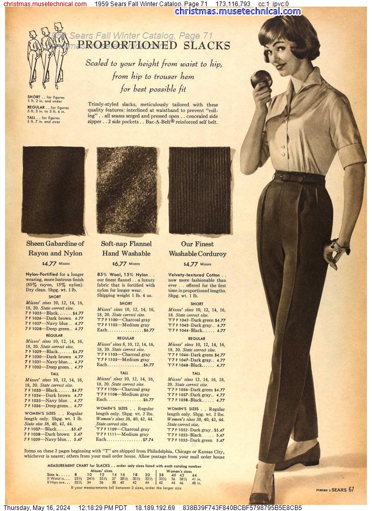 1959 Sears Fall Winter Catalog, Page 71