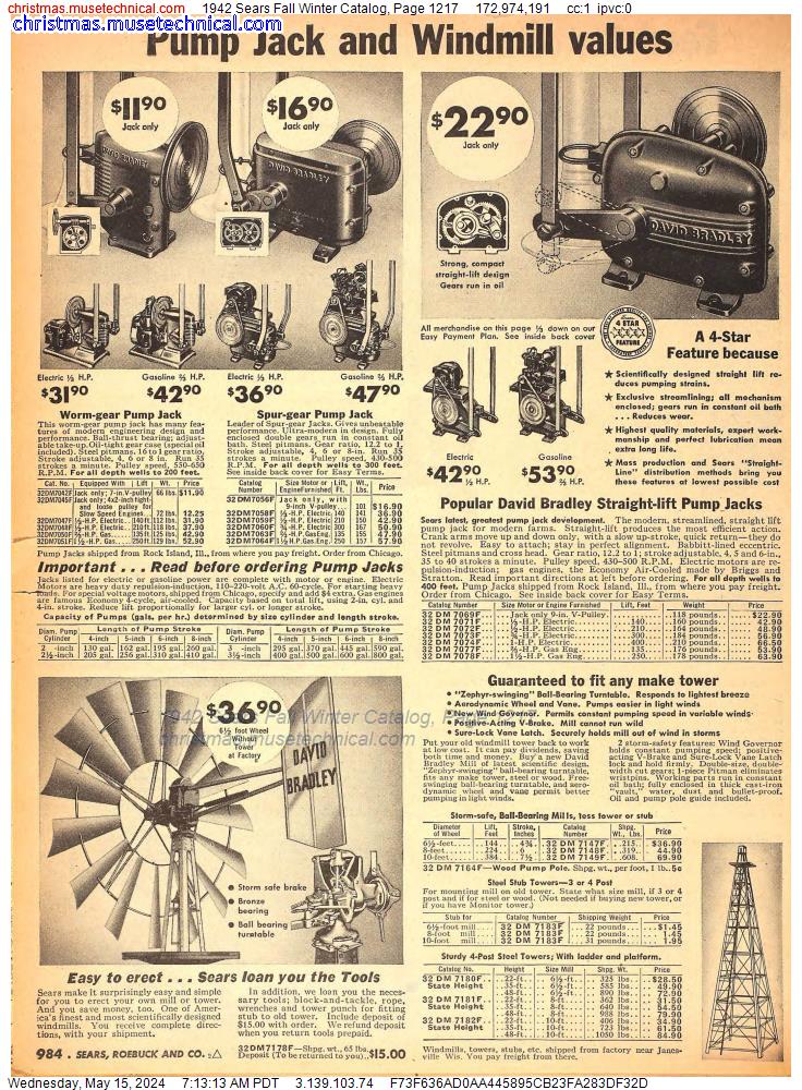 1942 Sears Fall Winter Catalog, Page 1217