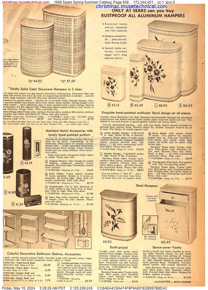 1956 Sears Spring Summer Catalog, Page 938