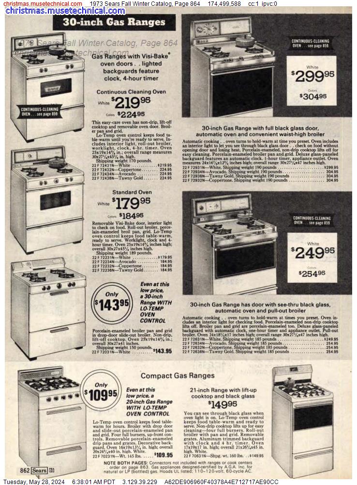 1973 Sears Fall Winter Catalog, Page 864