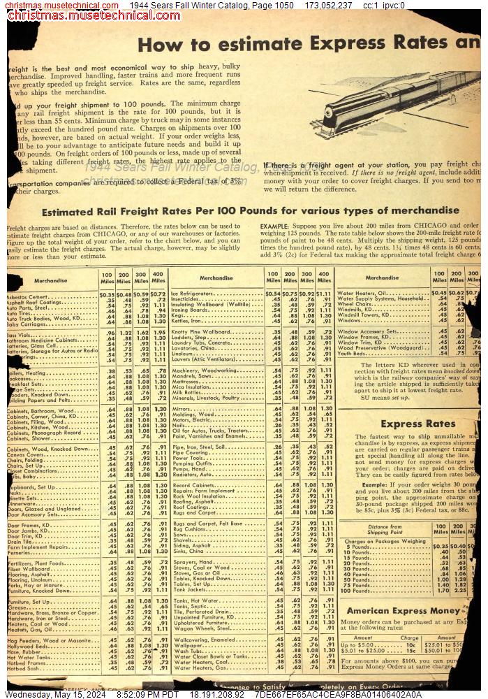 1944 Sears Fall Winter Catalog, Page 1050