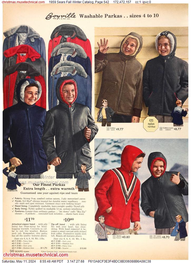 1959 Sears Fall Winter Catalog, Page 542