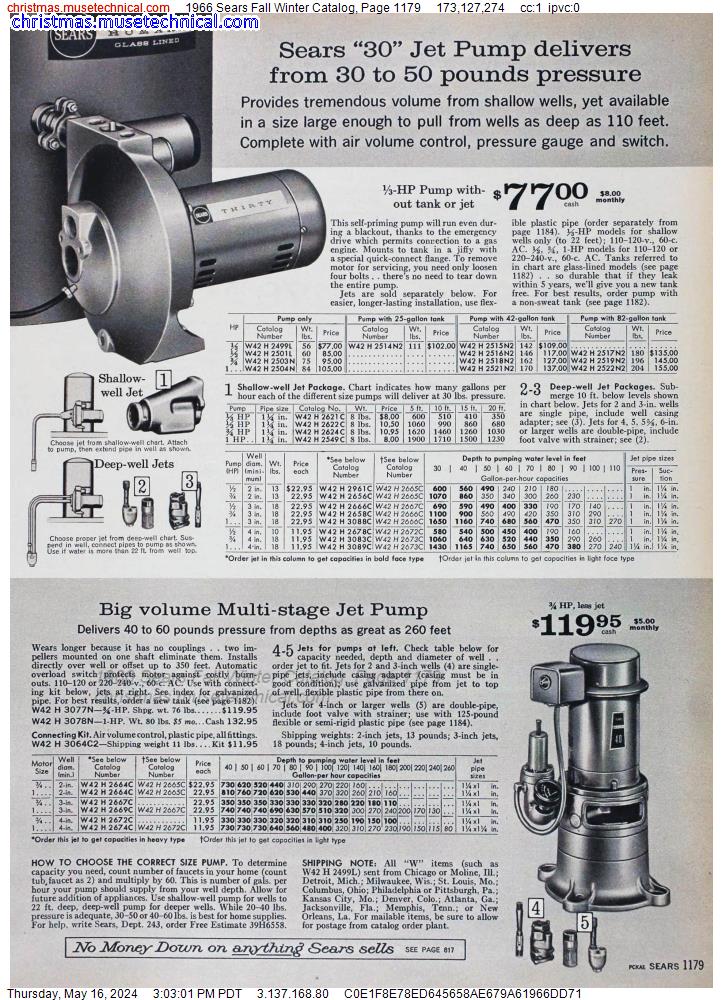 1966 Sears Fall Winter Catalog, Page 1179