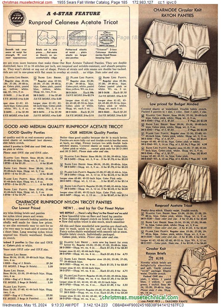 1955 Sears Fall Winter Catalog, Page 185