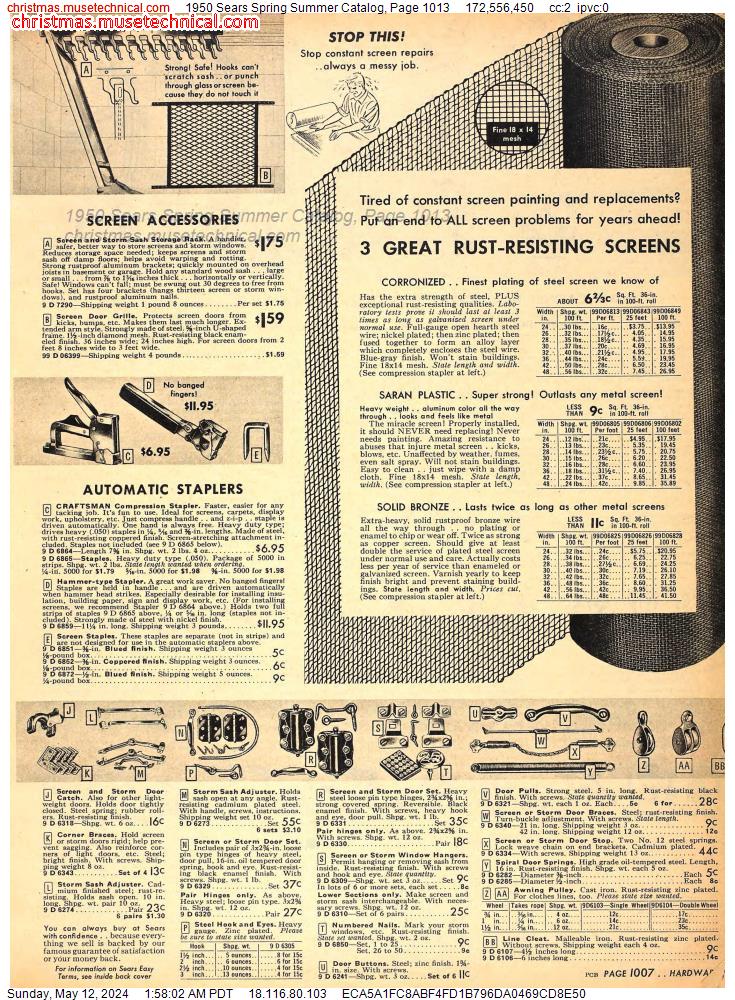 1950 Sears Spring Summer Catalog, Page 1013