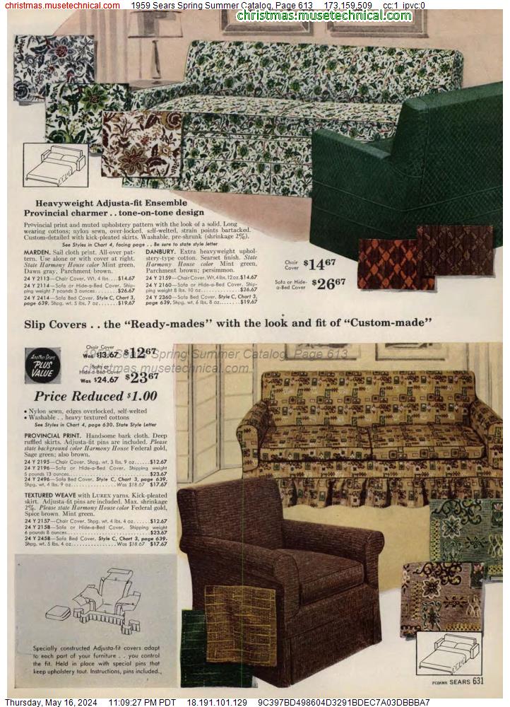 1959 Sears Spring Summer Catalog, Page 613