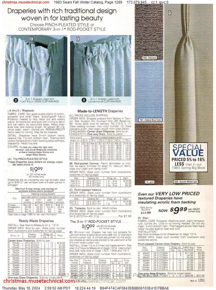 1983 Sears Fall Winter Catalog, Page 1289