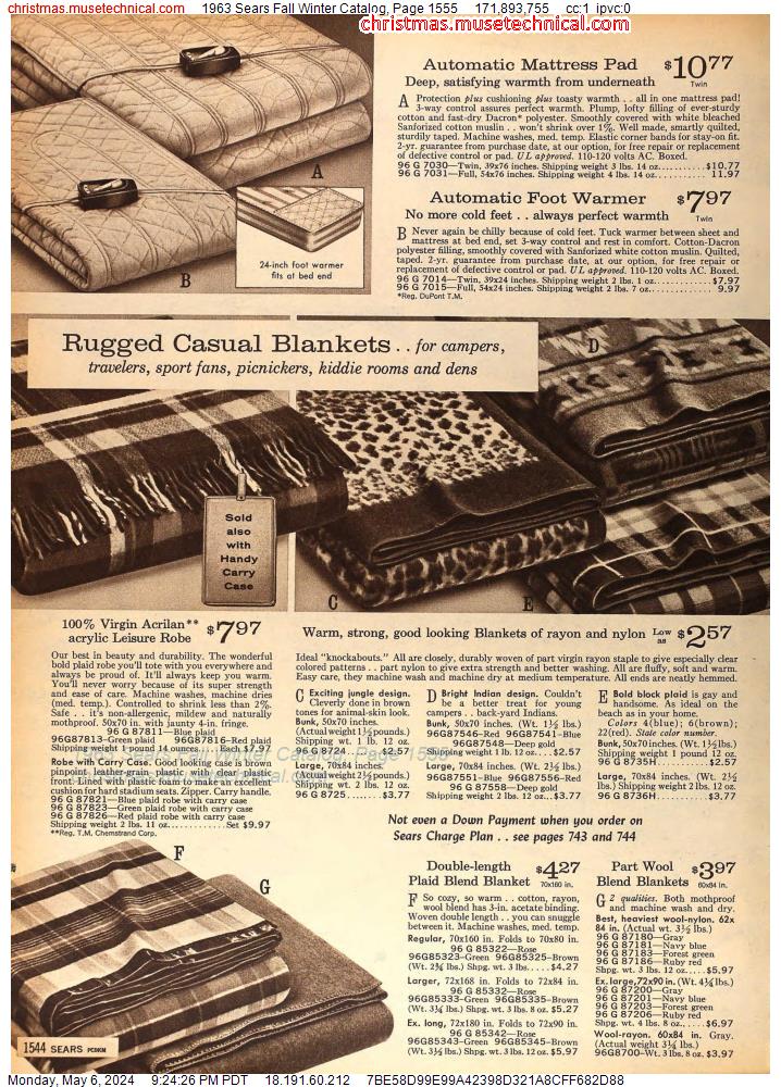 1963 Sears Fall Winter Catalog, Page 1555