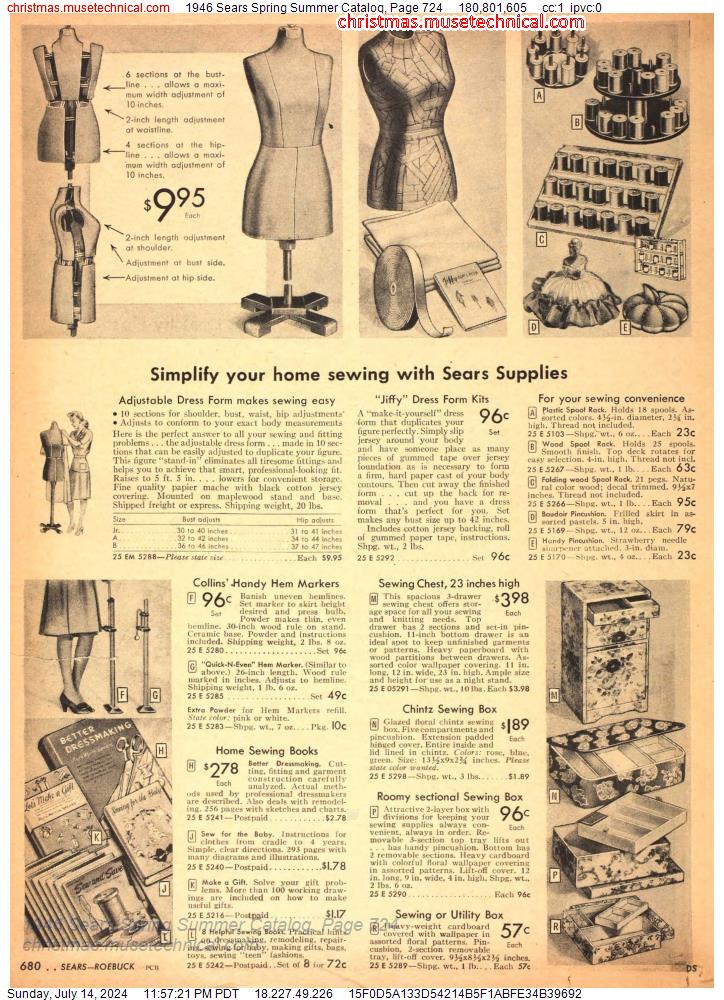 1946 Sears Spring Summer Catalog, Page 724