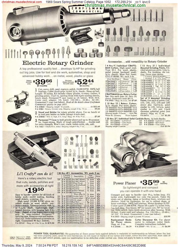 1969 Sears Spring Summer Catalog, Page 1052