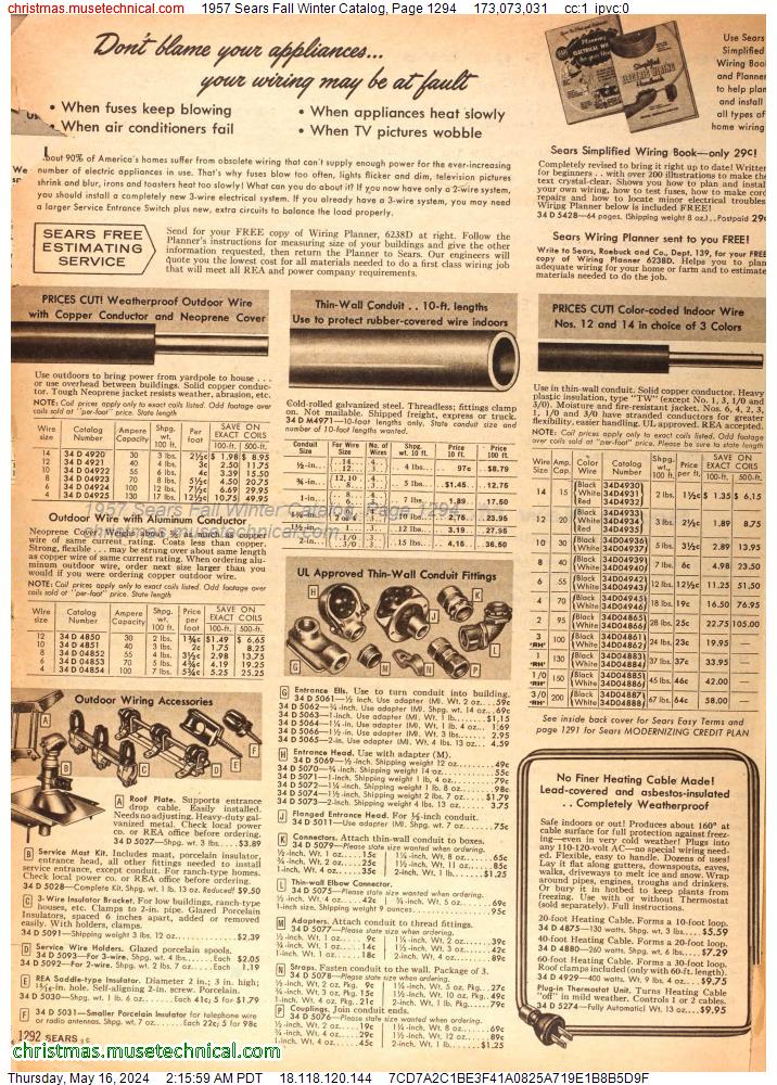 1957 Sears Fall Winter Catalog, Page 1294
