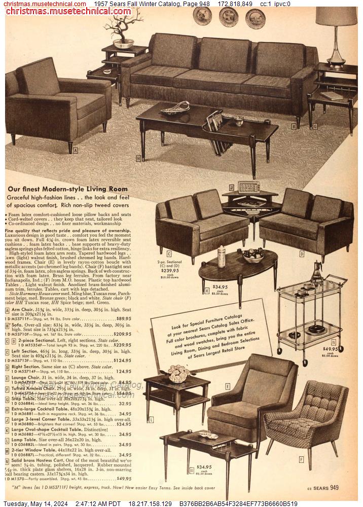 1957 Sears Fall Winter Catalog, Page 948