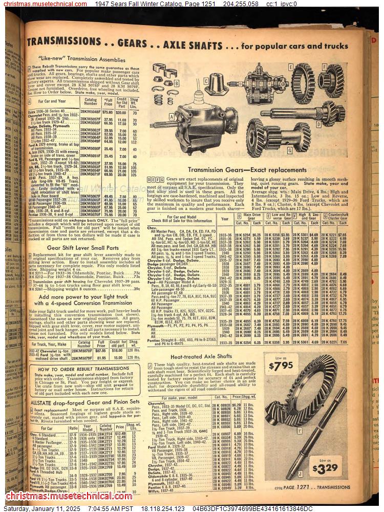 1947 Sears Fall Winter Catalog, Page 1251