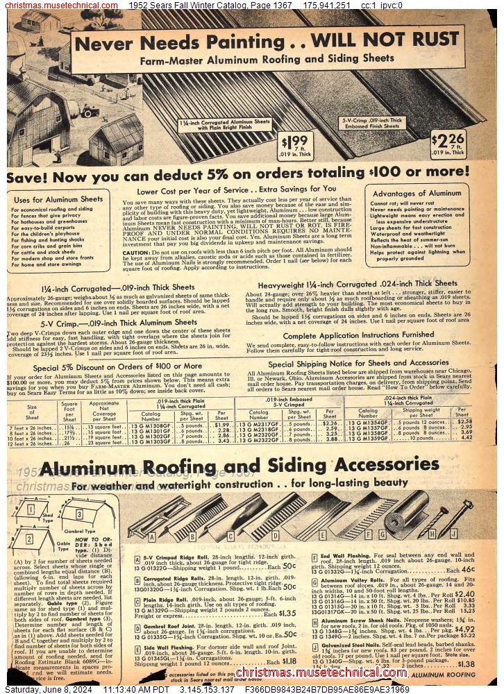 1952 Sears Fall Winter Catalog, Page 1367
