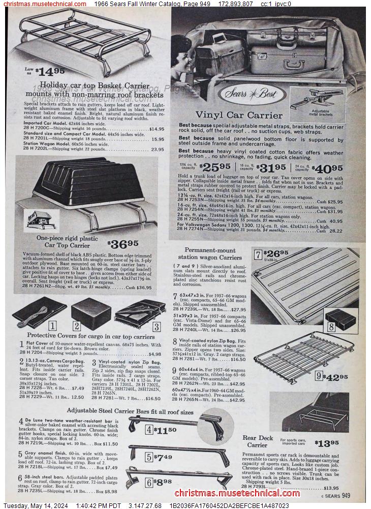1966 Sears Fall Winter Catalog, Page 949