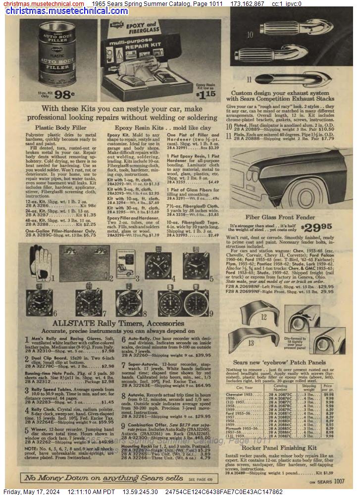 1965 Sears Spring Summer Catalog, Page 1011
