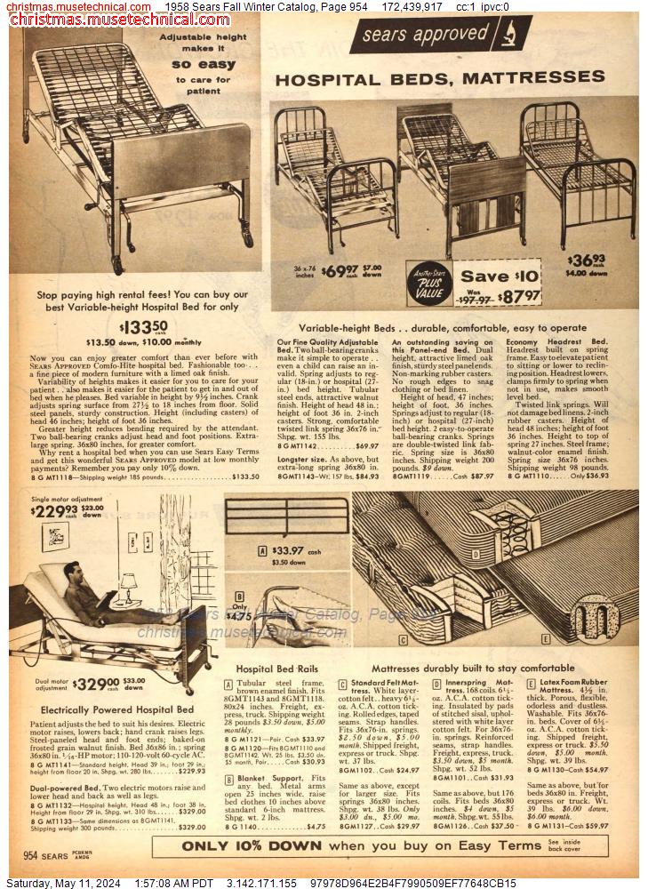 1958 Sears Fall Winter Catalog, Page 954