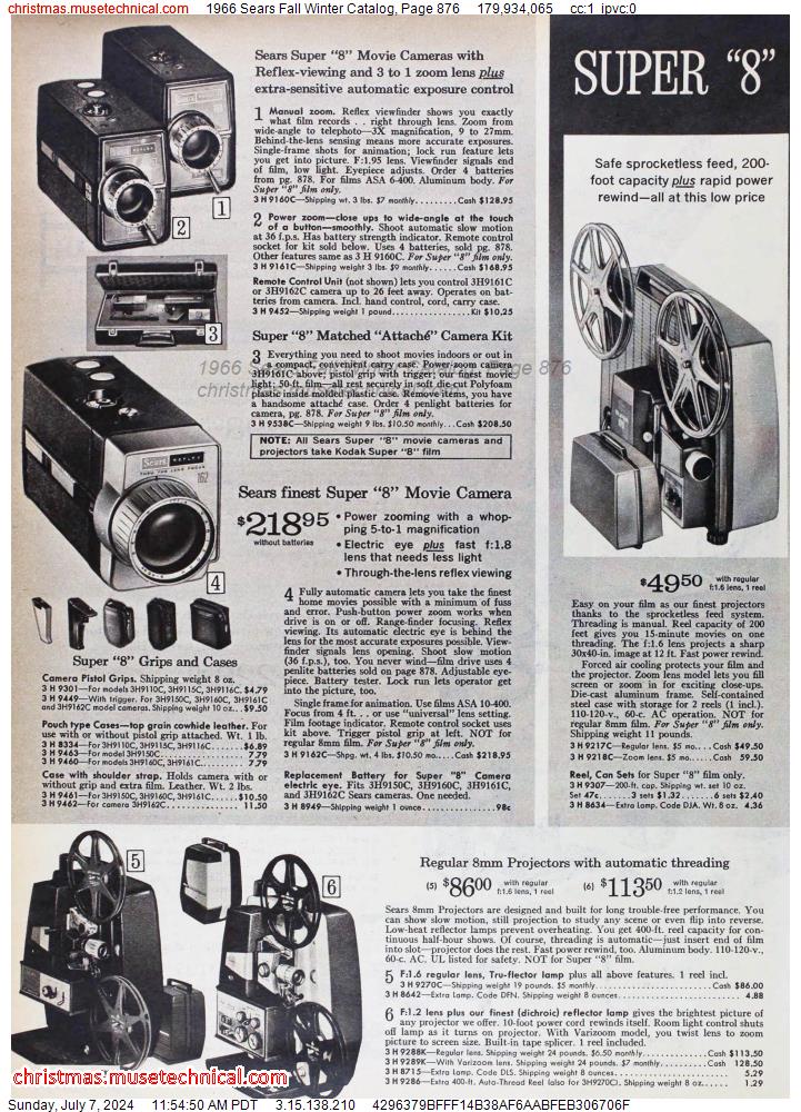 1966 Sears Fall Winter Catalog, Page 876