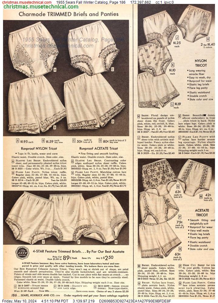 1955 Sears Fall Winter Catalog, Page 186
