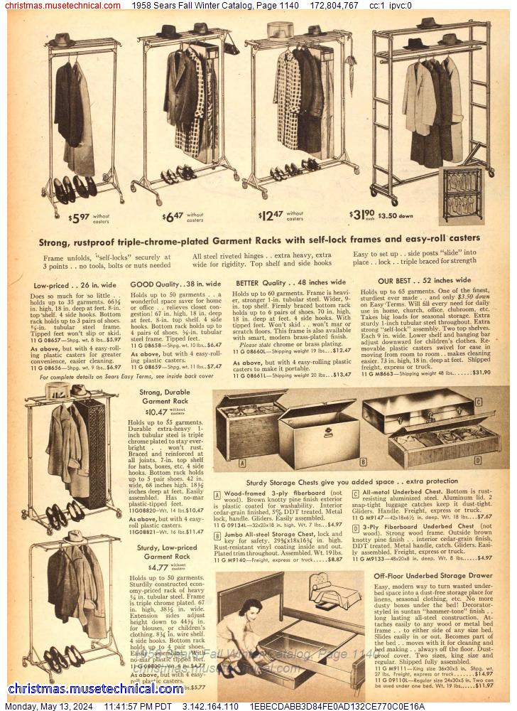 1958 Sears Fall Winter Catalog, Page 1140