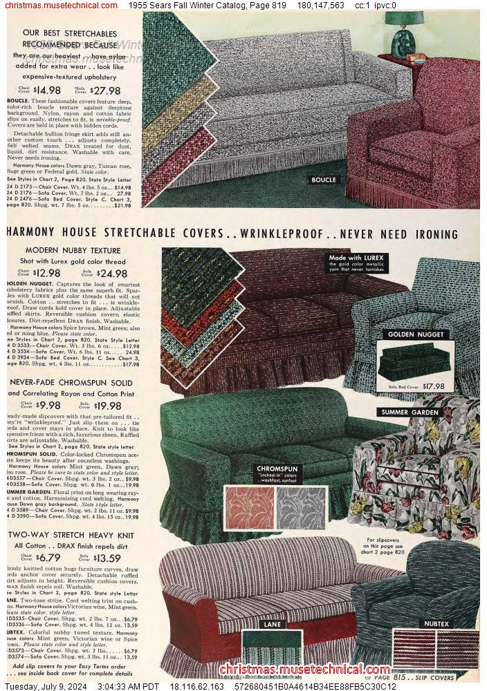 1955 Sears Fall Winter Catalog, Page 819