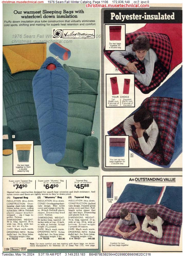 1976 Sears Fall Winter Catalog, Page 1106