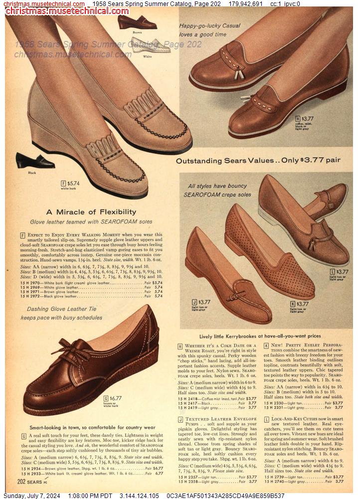 1958 Sears Spring Summer Catalog, Page 202