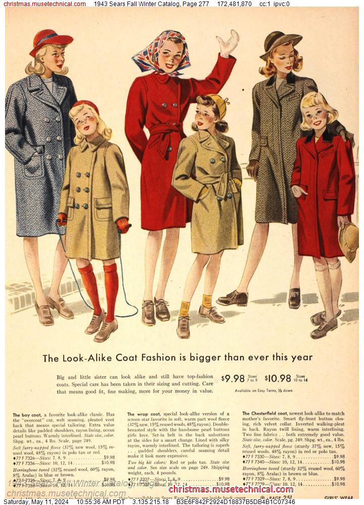 1943 Sears Fall Winter Catalog, Page 277